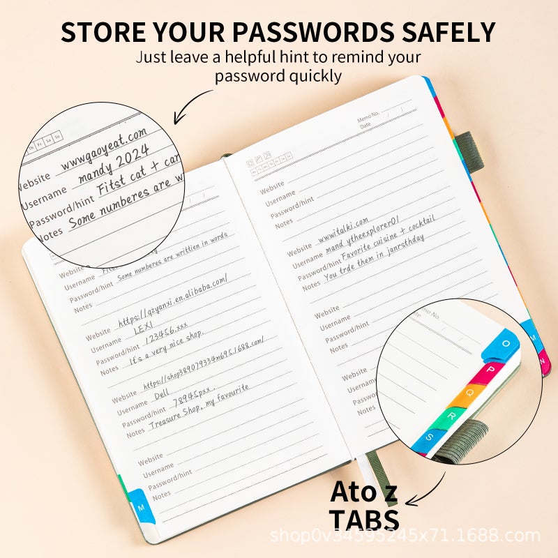 Explosions Strap Account Password Registration Book Internet Website Manager Log Multi-Function Record Book - Image 4